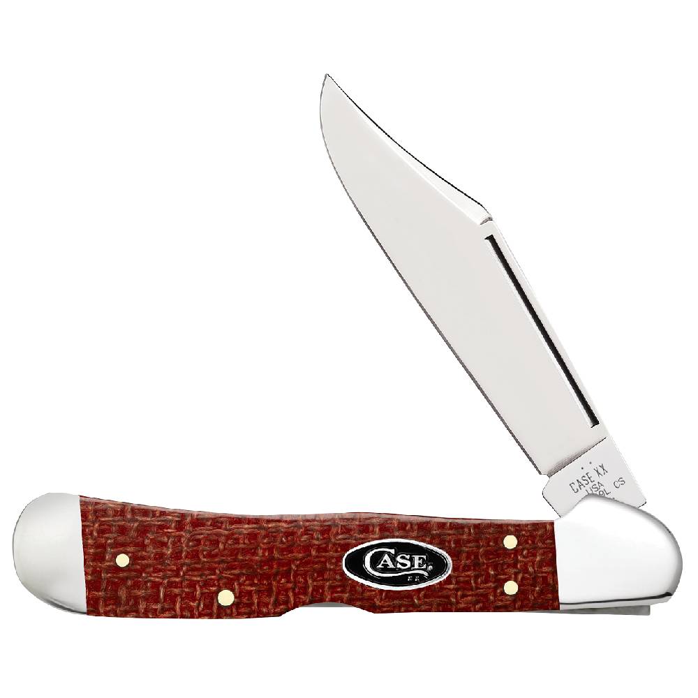 Case Copperlock - Dark Red Burlap Micarta Knives - Knives W.R. Case