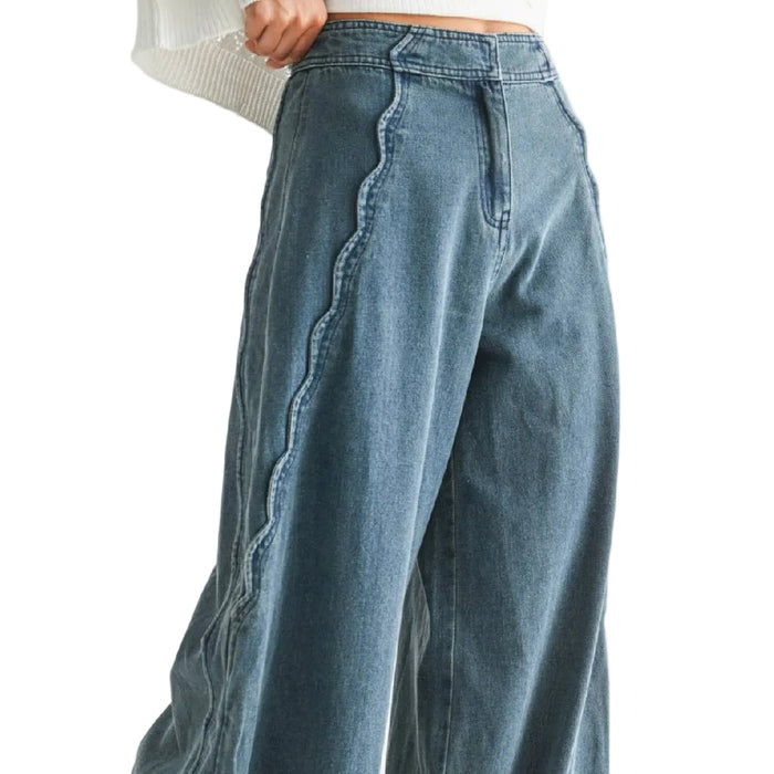 Camellia Wide Leg Stretchy Denim Trouser