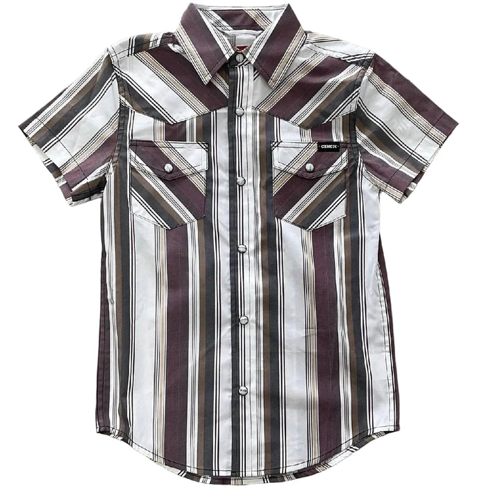 Cinch Boy's Stripe Camp Snap Shirt