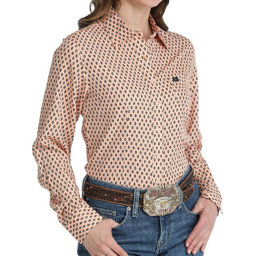 Cinch Women's Arenaflex Geo Peach Button Down Top WOMEN - Clothing - Tops - Long Sleeved Cinch
