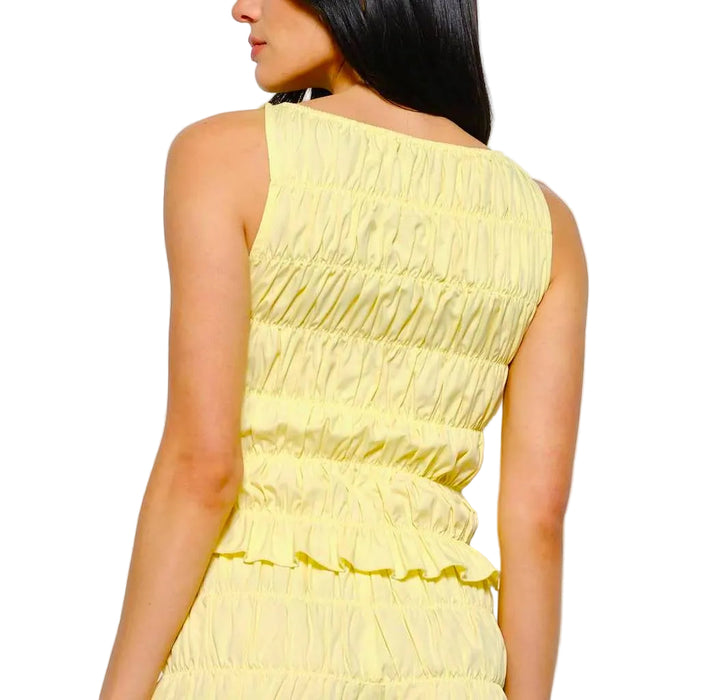 Naomi Light Yellow Smocked Tank WOMEN - Clothing - Tops - Sleeveless Pretty Garbage