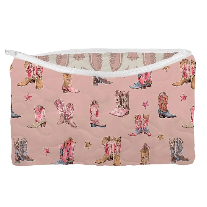 Thunderbird Boots Rose Small Makeup Bag ACCESSORIES - Luggage & Travel - Cosmetic Bags Ida Mae Home