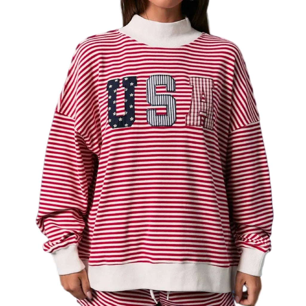 Striped USA Sweatshirt WOMEN - Clothing - Pullovers & Hoodies LE LIS