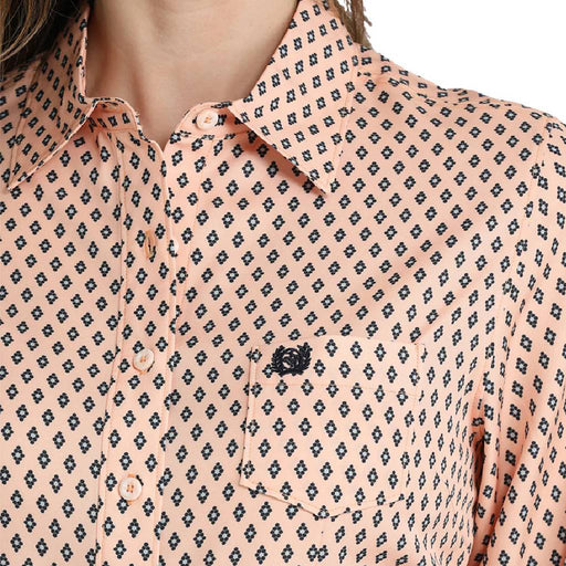 Cinch Women's Arenaflex Geo Peach Button Down Top WOMEN - Clothing - Tops - Long Sleeved Cinch