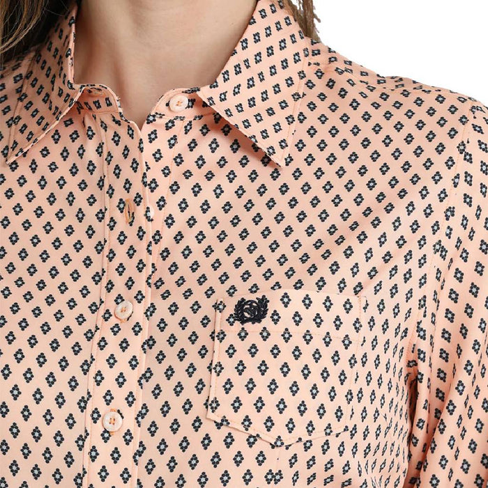 Cinch Women's Arenaflex Geo Peach Button Down Top WOMEN - Clothing - Tops - Long Sleeved Cinch