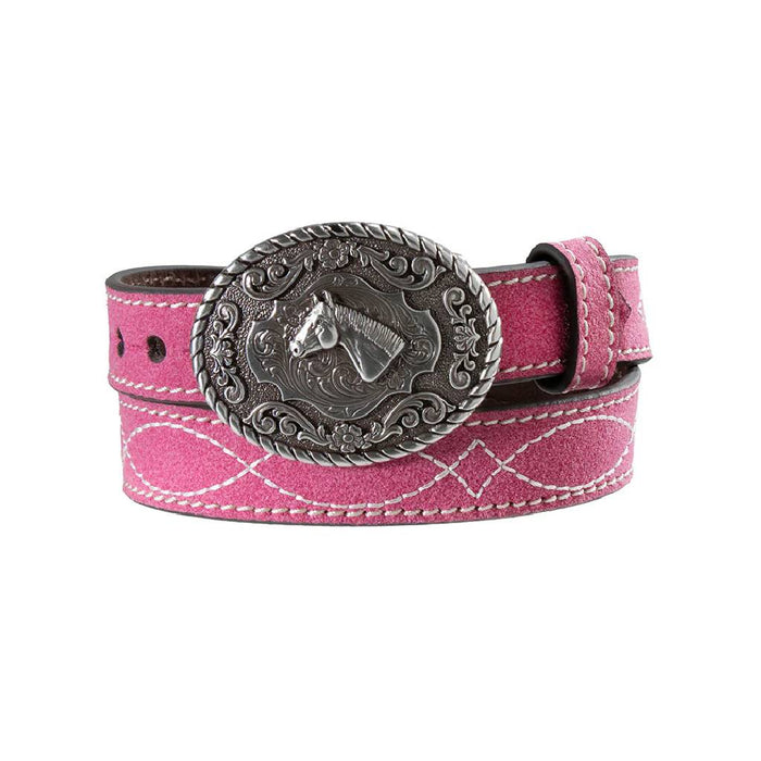 Nocona Girl's 3/4" Boot Stitch Roughout Pink Belt KIDS - Accessories - Belts M&F Western Products