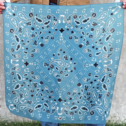 Fringe Scarves "Luck Be A Paisley" Dusty Blue Bandana ACCESSORIES - Additional Accessories - Wild Rags & Scarves Fringe Scarves