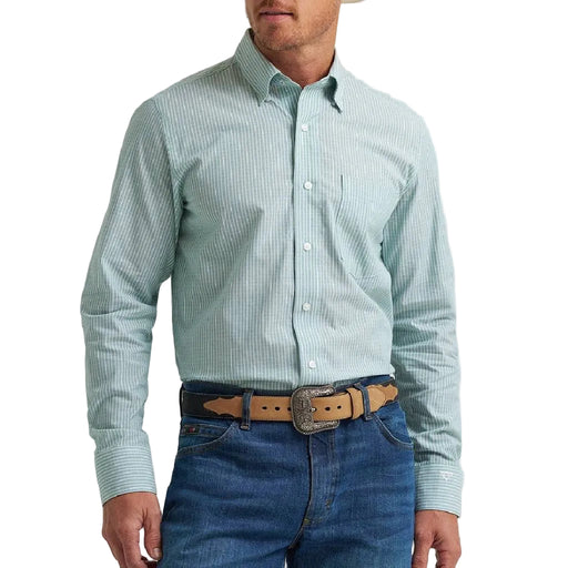 Wrangler Men's Cody Johnson Classic Fit Green Button Up Shirt MEN - Clothing - Shirts - Long Sleeve Wrangler