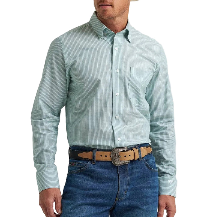 Wrangler Men's Cody Johnson Classic Fit Green Button Up Shirt MEN - Clothing - Shirts - Long Sleeve Wrangler