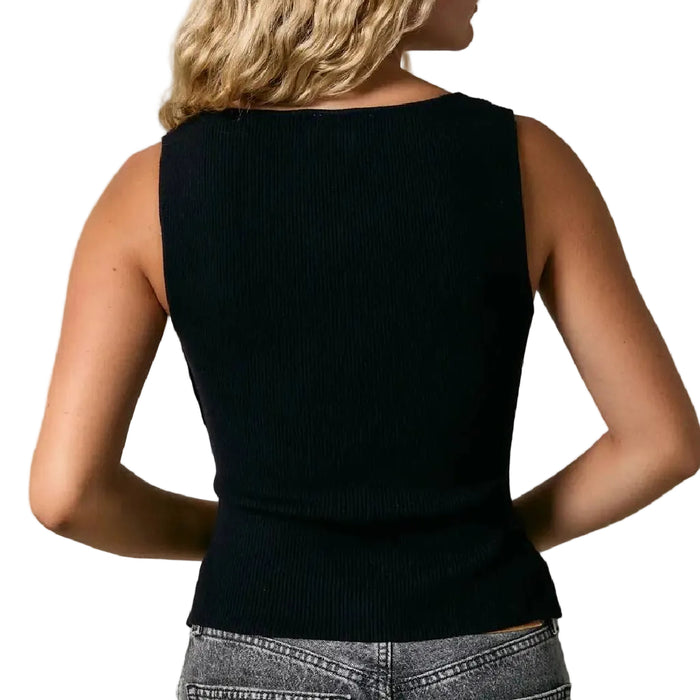 Black Boat Neck Top