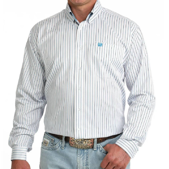 Cinch Men's Blue Tencel Stripe Button Down Shirt MEN - Clothing - Shirts - Long Sleeve Cinch