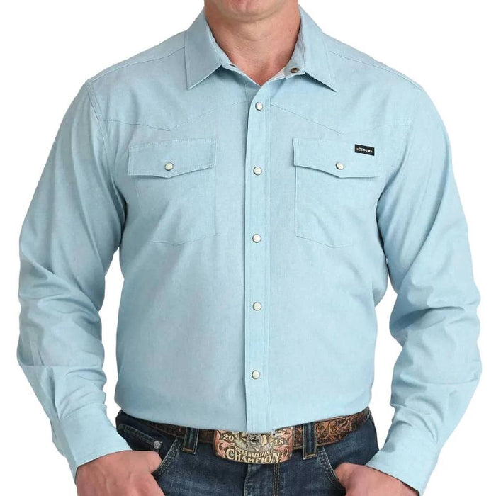 Cinch Men's Sleeve Blue Western Camp Snap Shirt MEN - Clothing - Shirts - Long Sleeve Cinch