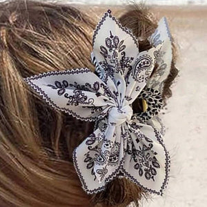 Paisley Floral Bow Hair Clip