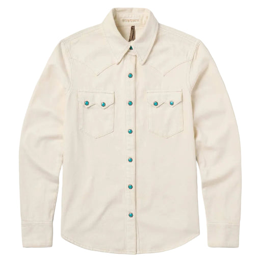 Stetson Women's Turquoise Snap White Denim Western Shirt WOMEN - Clothing - Tops - Long Sleeved Stetson