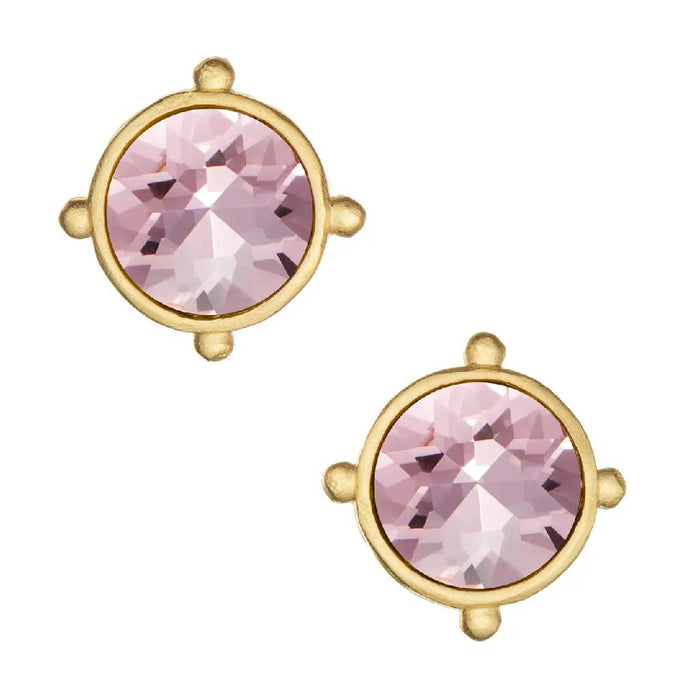 Light Pink Crystal Round Studs WOMEN - Accessories - Jewelry - Earrings Susan Shaw