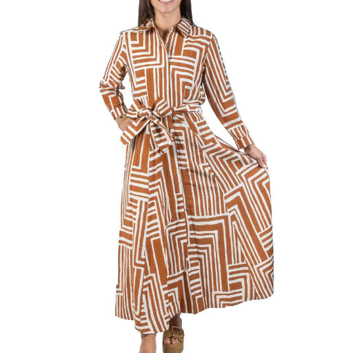Uncle Frank Geo Caramel Midi Shirt Dress WOMEN - Clothing - Dresses Uncle Frank