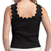 Glam Women’s White Scalloped Scoop Neck Tank Top WOMEN - Clothing - Tops - Sleeveless Glam