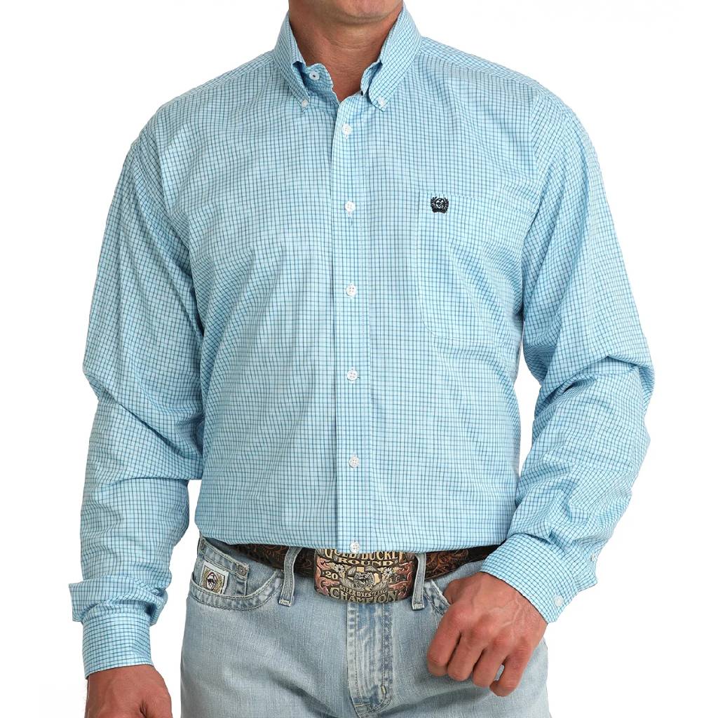 Cinch Men's Plaid Blue Button Down Shirt - FINAL SALE MEN - Clothing - Shirts - Long Sleeve Cinch