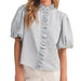 Striped Blue Ruffled Top WOMEN - Clothing - Tops - Short Sleeved En Merci
