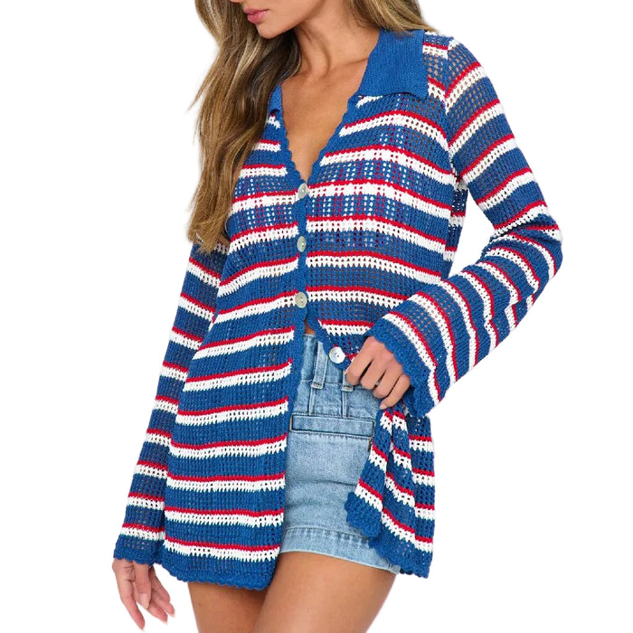 Show Me Your Mumu Montauk Stripe Crochet Coverup WOMEN - Clothing - Surf & Swimwear - Cover-Ups Show Me Your Mumu