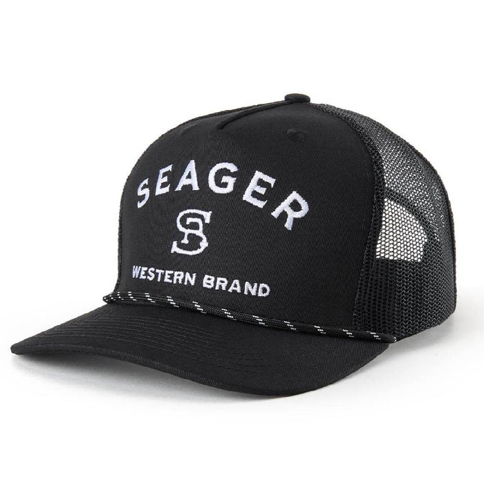 Seager Branded Black Trucker Snapback Cap