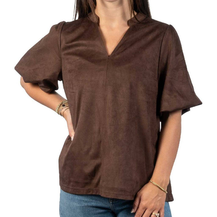 Ivy Jane Chocolate Faux Suede Top WOMEN - Clothing - Tops - Short Sleeved Ivy Jane
