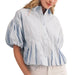 Pleated Bubble Hem Sky Blue Top WOMEN - Clothing - Tops - Short Sleeved En Merci