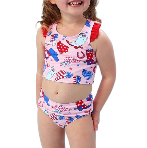 Ruffle Butts Pink Stars & Boots Racerback Tankini KIDS - Girls - Clothing - Surf & Swimwear Ruffle Butts/Rugged Butts