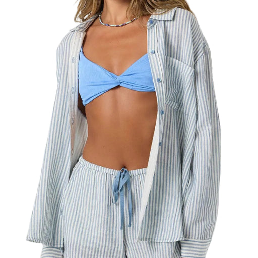 O'Neill Women's Leni Blue Stripe Relaxed Button Down Top WOMEN - Clothing - Tops - Long Sleeved O'Neill