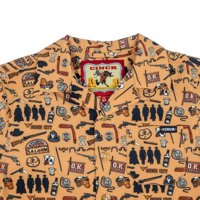 Cinch Boy's Tombstone Brown Camp Shirt KIDS - Boys - Clothing - Shirts - Short Sleeve Shirts Cinch