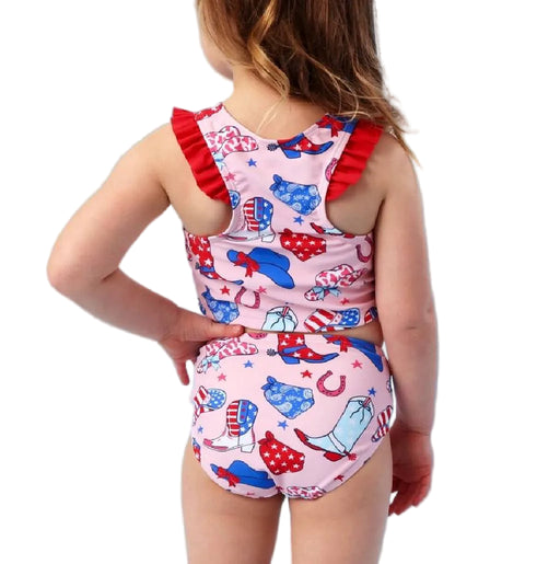 Ruffle Butts Pink Stars & Boots Racerback Tankini KIDS - Girls - Clothing - Surf & Swimwear Ruffle Butts/Rugged Butts