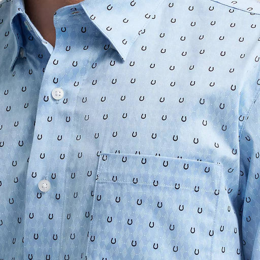 Wrangler Men's Cody Johnson Classic Fit Blue Print Button Up Shirt MEN - Clothing - Shirts - Long Sleeve Wrangler