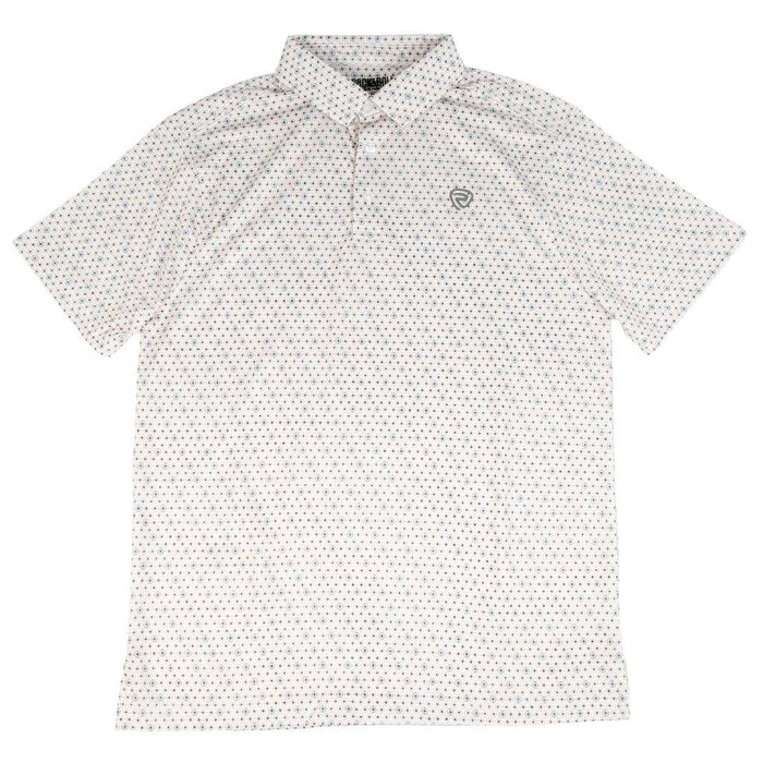 Rock & Roll Denim Men's White Geo Polo Shirt