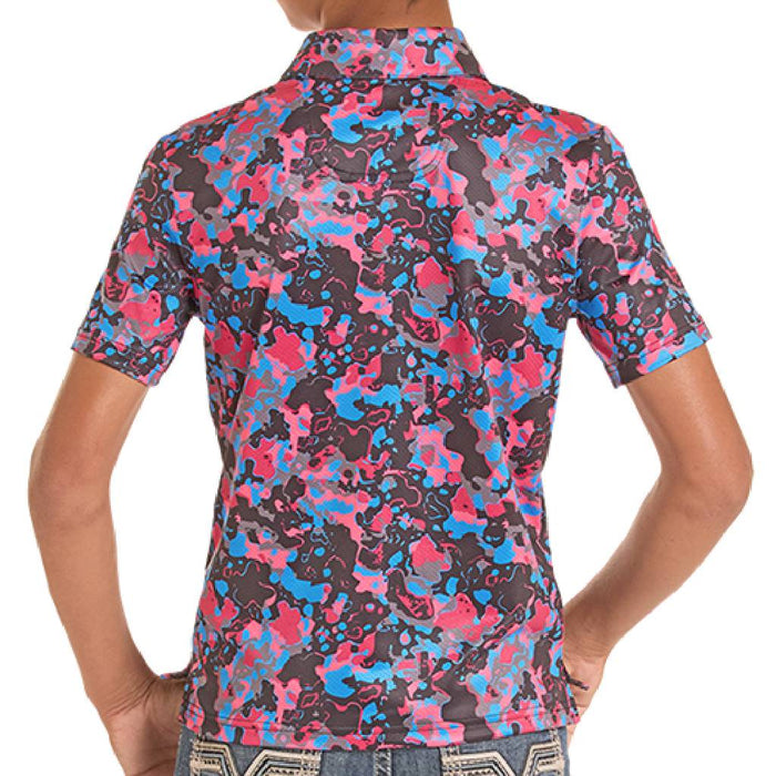 Rock & Roll Denim Boy's Camo Printed Black Polo Shirt