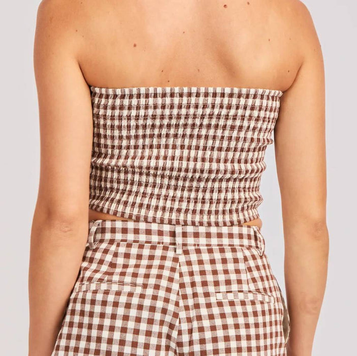 Sadie & Sage Mustang Brown Gingham Tube Top