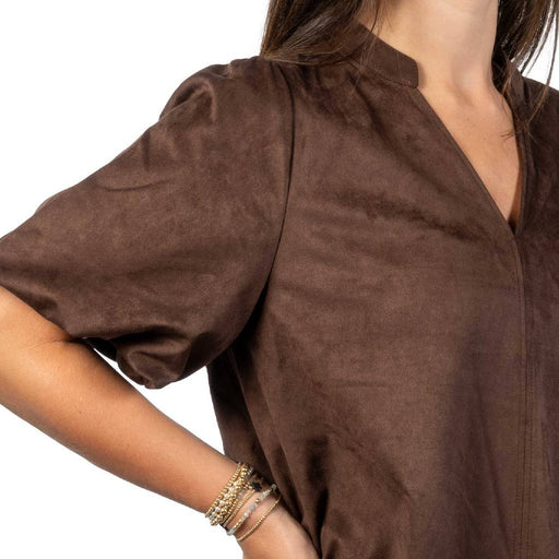 Ivy Jane Chocolate Faux Suede Top WOMEN - Clothing - Tops - Short Sleeved Ivy Jane