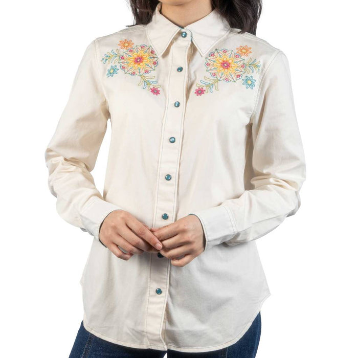 Cruel Denim Women's Embroidered Yoke Snap Shirt WOMEN - Clothing - Tops - Long Sleeved Cruel Denim