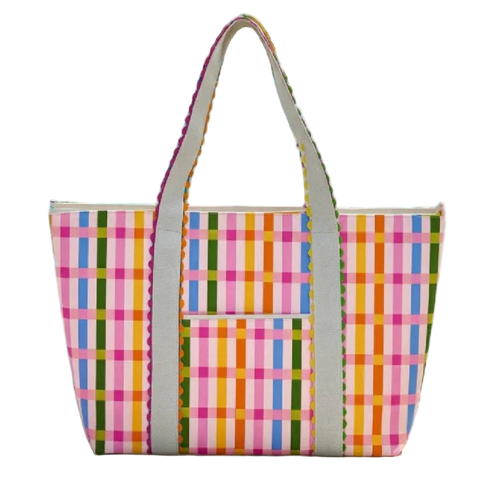 Ella Multicolor Striped Canvas Tote Bag