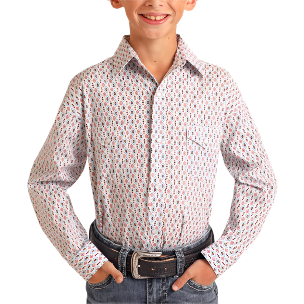 Panhandle Slim Boy's Pearl Snap Geo Print Shirt