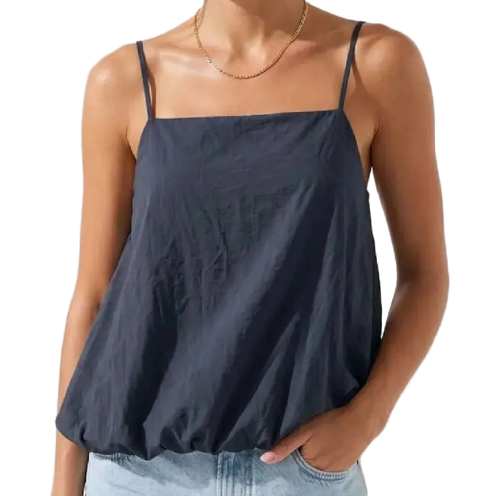 Naked Zebra Cami Bubble Hem Top - Navy