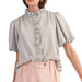 Striped Ruffled Aqua Top WOMEN - Clothing - Tops - Short Sleeved En Merci