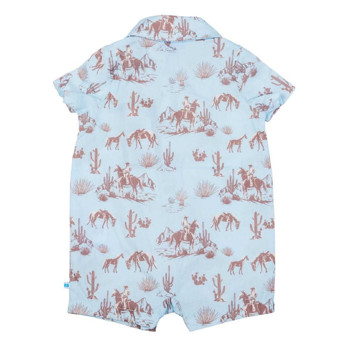 Rugged Butts Western Trail Baby Boy's Button-Up Blue Romper KIDS - Baby - Baby Boy Clothing Ruffle Butts/Rugged Butts