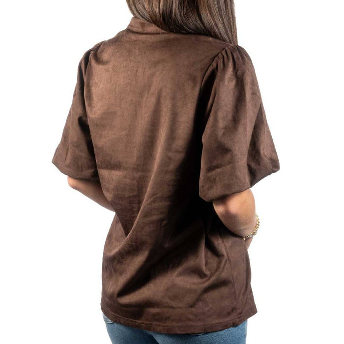 Ivy Jane Chocolate Faux Suede Top WOMEN - Clothing - Tops - Short Sleeved Ivy Jane