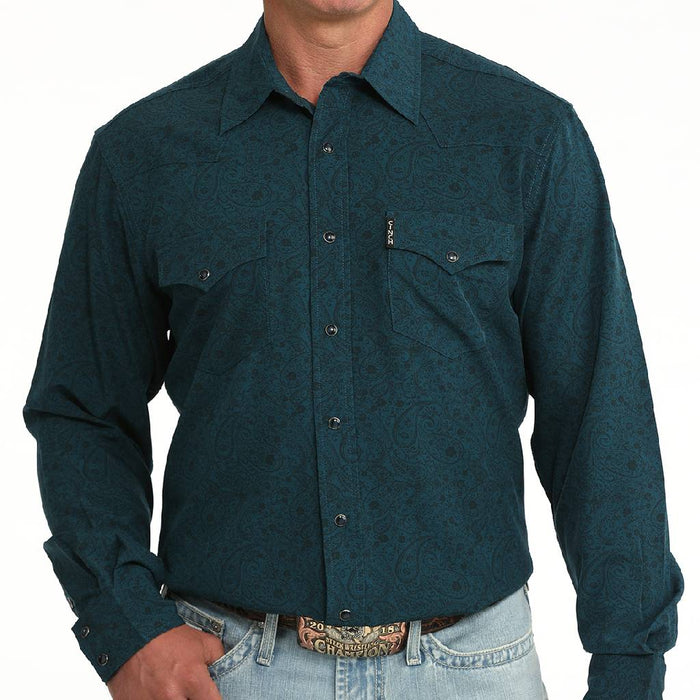 Cinch Men's Modern Paisley Teal Snap Shirt