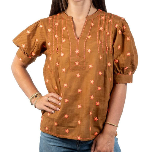 Ivy Jane Women's Star Embroidered Rust Top WOMEN - Clothing - Tops - Short Sleeved Ivy Jane
