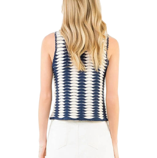 Striped Navy Knit Top WOMEN - Clothing - Tops - Sleeveless THML Clothing