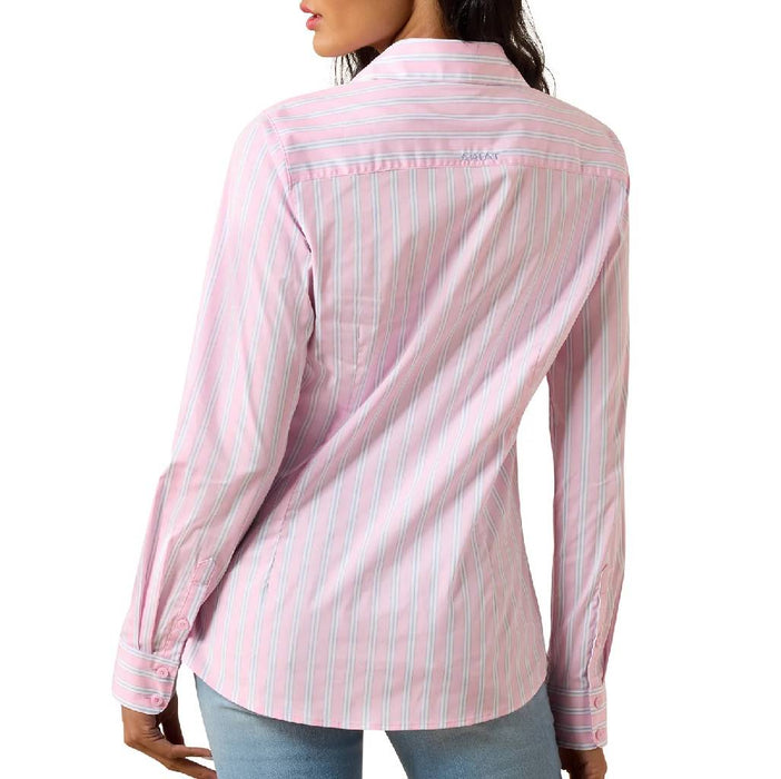 Ariat Women's Kirby Stretch Pink Lavender Stripe Button Down Top