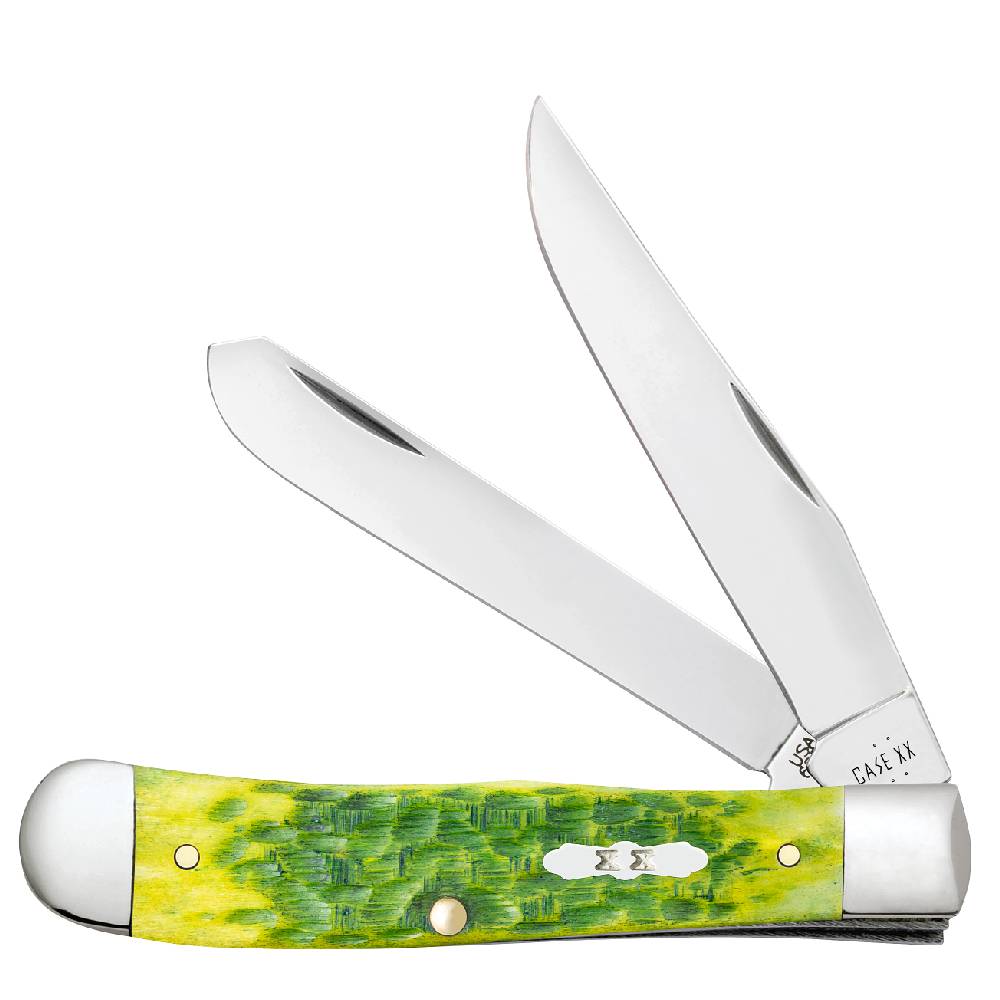 Case Trapper - Green Apple Bone Peach Seed Jig Knives - Knives W.R. Case