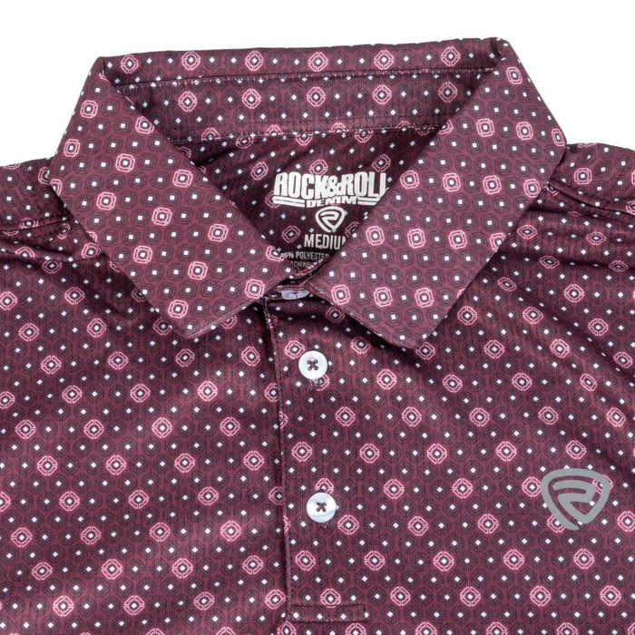 Rock & Roll Denim Men's Maroon Geo Polo Shirt