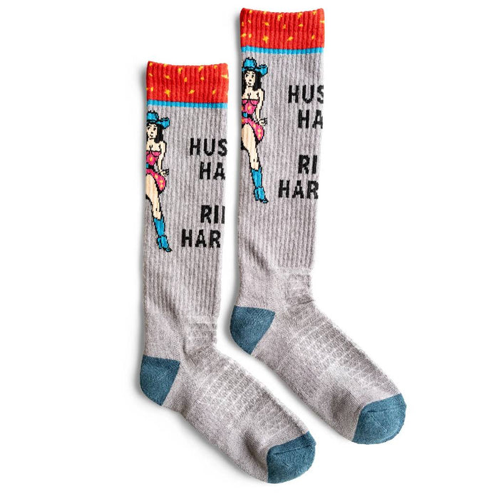 Lucky Chuck Bad Cowgirl Co. "Hustle Hard, Ride Harder" Performance Crew Socks